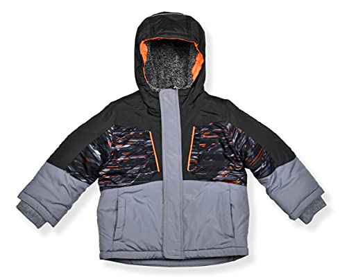 Image of Arctic Quest Boys' Bib Snow Pants and Ski Jacket Water-Resistant Snowsuit For Kids Winter Hooded Jacket, Slate, 18M