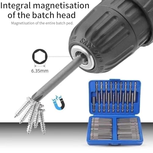 Juego de puntas de destornillador magnético CR-V con cabezal hexagonal y plano 4