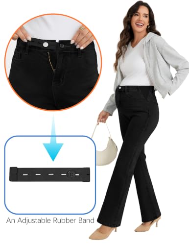 Image of PACBREEZE Women's Maternity Flare Jeans Mid-Rise Stretchy Bell Bootcut Jeans Denim Pregnancy Pants, S-XXL