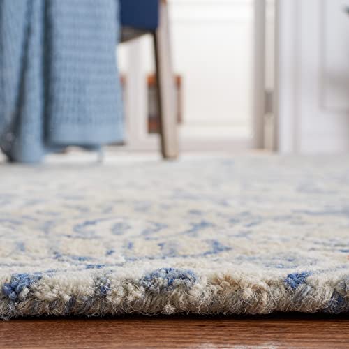 Tapete decorativo rectangular 2 x 3 pies azul e ivory miniatura 4