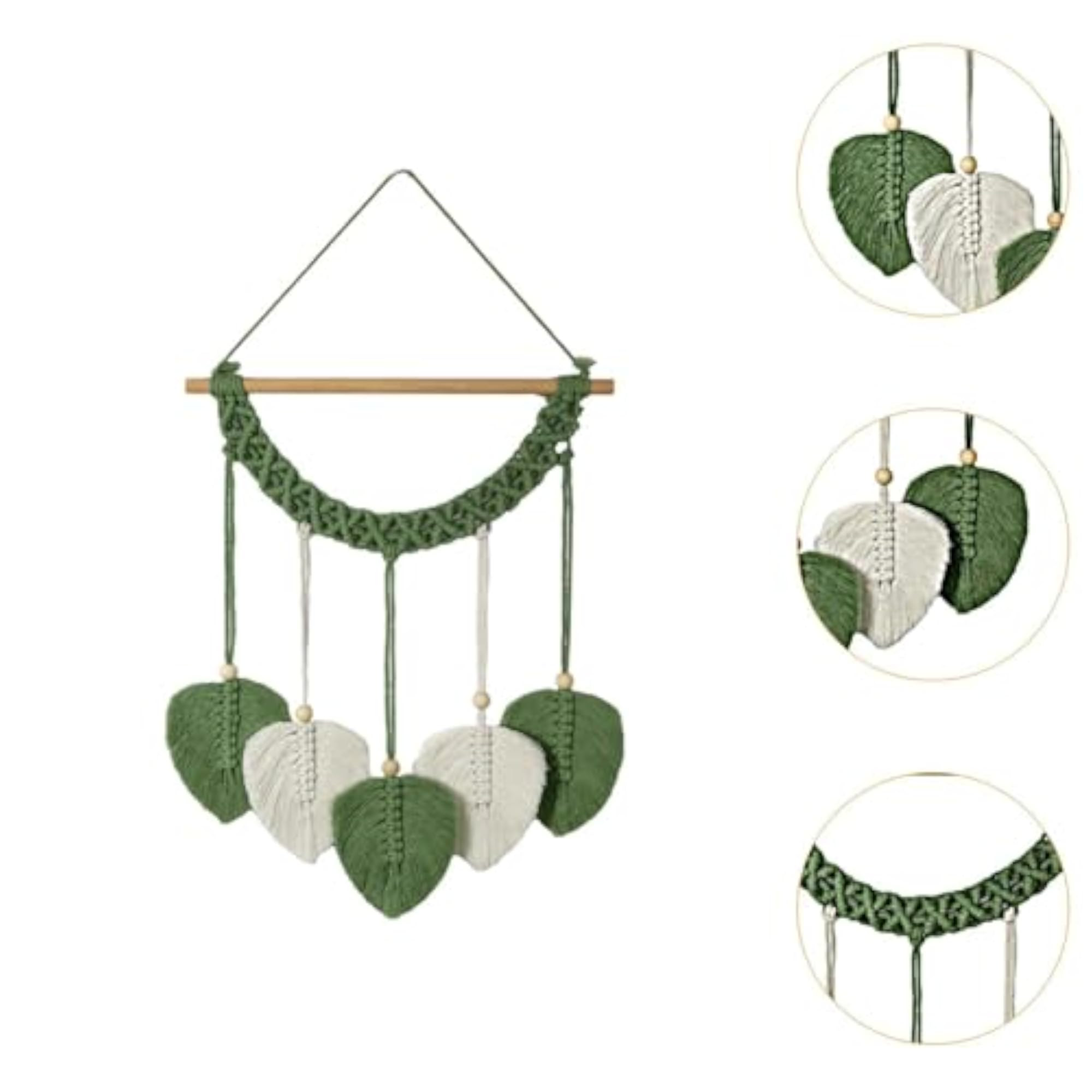 Macrame Wall Hanging Leaves Tapestry Chic Green