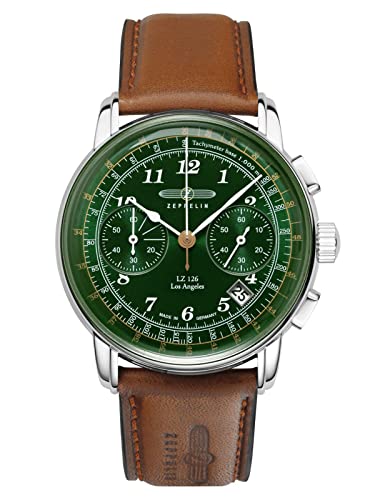 Zeppelin Herrenuhr mit Lederband Serie LZ126 Los Angeles Chronograph Datum 7614-4