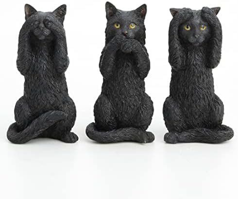 Veronese Design 4 Inch Black Kittens Hear Speak See No Evil Resin Figurine Miniature