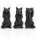 3 Wise Black Kittens Cat - Hear, Speak, See No Evil - Figurine Miniature 3.75"H New