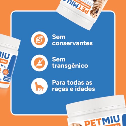 Suplemento Alimentar para Cachorros PETMIU Multivitamínico Pelos Articulações Fortalecimento Muscula
