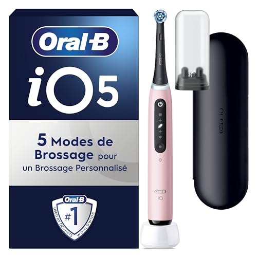 Oral-B iO 5N Brosse À Dents Électrique Rose connectée Bluetooth, 1 Brossette, 1 Étui De Voyage