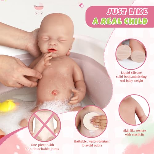 IVITA Ganzkörper Silikon Reborn Baby Puppe Weich Offener Mund Neugeborene Babypuppe Kann Schnuller Fressen Mädchen 25CM – Bild 5