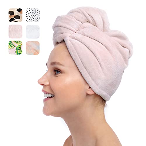 Kitsch Microfiber Hair Towel Wrap for Women, Hair Turban for Drying Wet Hair, Easy Twist Hair Towels, Super Absorbent and Ultra Soft Microfiber Towel, Hair Wrap, After Spa Hair Towel (Blush)