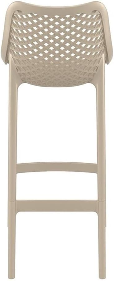 Pemberly Row Polypropylene Patio Bar Stool in Taupe - Set of 2