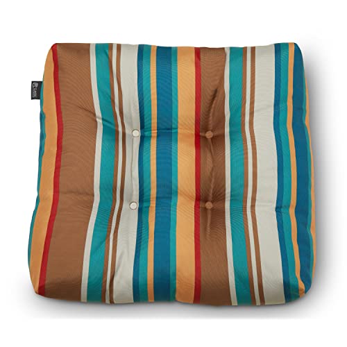 Classic Accessories Water-Resistant Square Patio Seat Cushions, 19 X 19 X 5 Inch, 2 Pack, Santefe Stripe, Outdoor Seat Cushions #TOP2