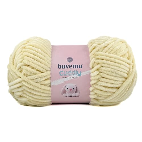 Image of Cuddly Velvet Chenille Yarn, Super Soft Fluffy Bulky for Knitting Crocheting Crafting Blanket Amigurumi, Durable for Shedding, 100 Gram (3.53 Ounces) 109 Yards (100 Meters) (Baby Yellow)