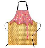 oFloral Pink Ice Cream Apron, Cooking & Baking Apron, Kitchen Apron, Unisex Adult, 27 X 31 Inch