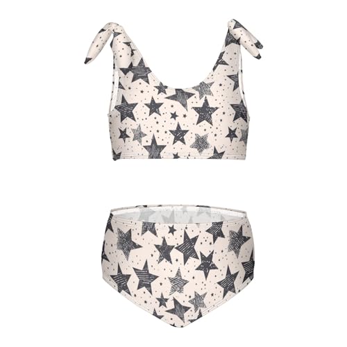 Wusikd Ink Stars Girls Swimsuits Two Piece Black Swimwear Bikini Set for for Girls Size 3T