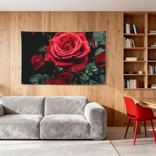 Bannière rose rouge 1,2x1,8m grand drapeau décoratif quatre saisons - 6