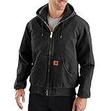 Carhartt Men's Big & Tall Quilted Flannel Lined Sandstone Active Jacket J130,Black,XXX-Large