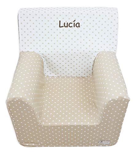Sillón Montessori para bebés - Personalizado - Asiento Infantil de Espuma - Lavable y Desenfundable - Color Camel con...