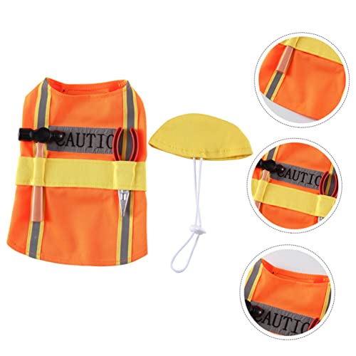 Disfraz para perro Ingeniero Mikikit Talla M Naranja miniatura 3