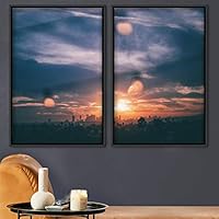 2 Piece Framed Canvas Wall Art Beautiful Sunset Canvas Prints Home Artwork Decoration for Living Room,Bedroom - 16