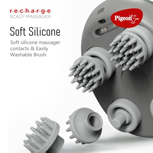 Image of Pigeon Scalp Massager, Rechargeable Electric Head Massager for Body Pain Relief, Stress Relief, Hair Growth, Deep Clean & Relaxation, Silicon Kneading Points with Detachable Head
