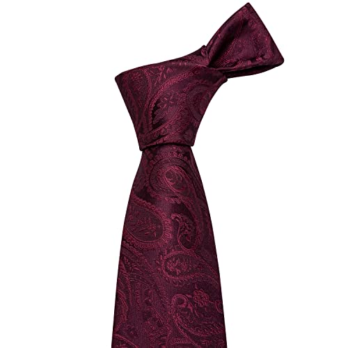 Image of Barry.Wang Men Tie Set Paisley Silk Necktie Pocket Square Cufflinks Formal Wedding Business Party