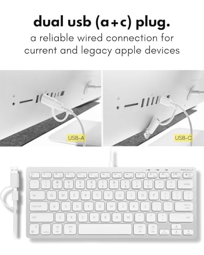 Image of Macally USB C Wired Keyboard for Mac (USB C + USB A) - Compatible Keyboard for MacBook Pro /Air, iMac & MacMini - Compact Mac Keyboard