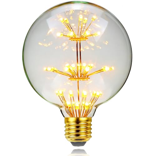 TIANFAN LED Gl&uuml;hbirne Vintage RGB Feuerwerk Gl&uuml;hbirne Deko Warmes Licht E27 220/240V Glas E27 (G95)