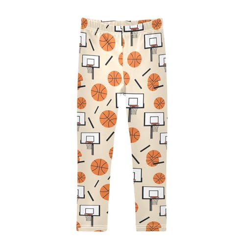Girls Leggings Size 4T Basketball Beige Soft Stretchy Pants Breathable Girl Clothes for Dance Running
