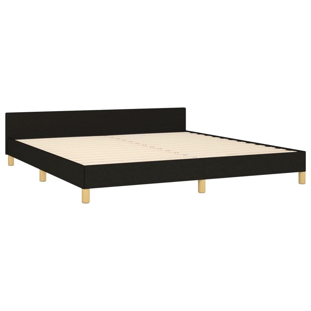 Homgoday Bettgestell mit Kopfteil, schwarz, 180 x 200 cm, aus Stoff, Dekor für Möbel, Bettrahmen, Bettrahmen, Rahmen für Wohnzimmer, Schlafzimmer, Modell 3124913