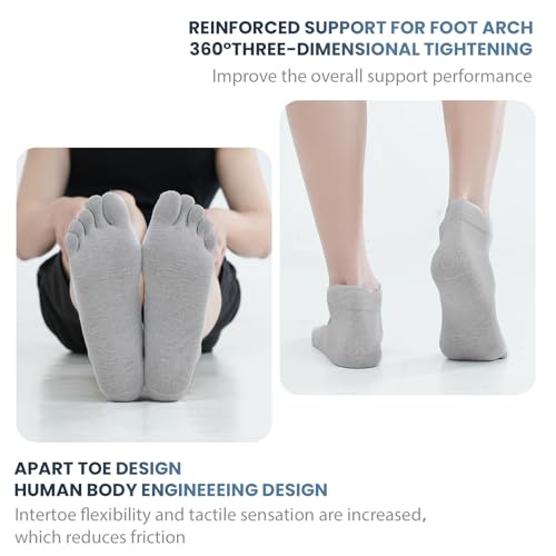 Toe Socks for Men and Women Athletic Running Coolmax Five Finger Ankle/Quarter Socks Breathable Lightweight, 3 Pairs4