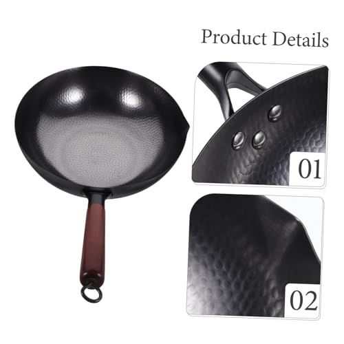 Wok tradicional antiadherente de hierro forjado para cocina miniatura 7