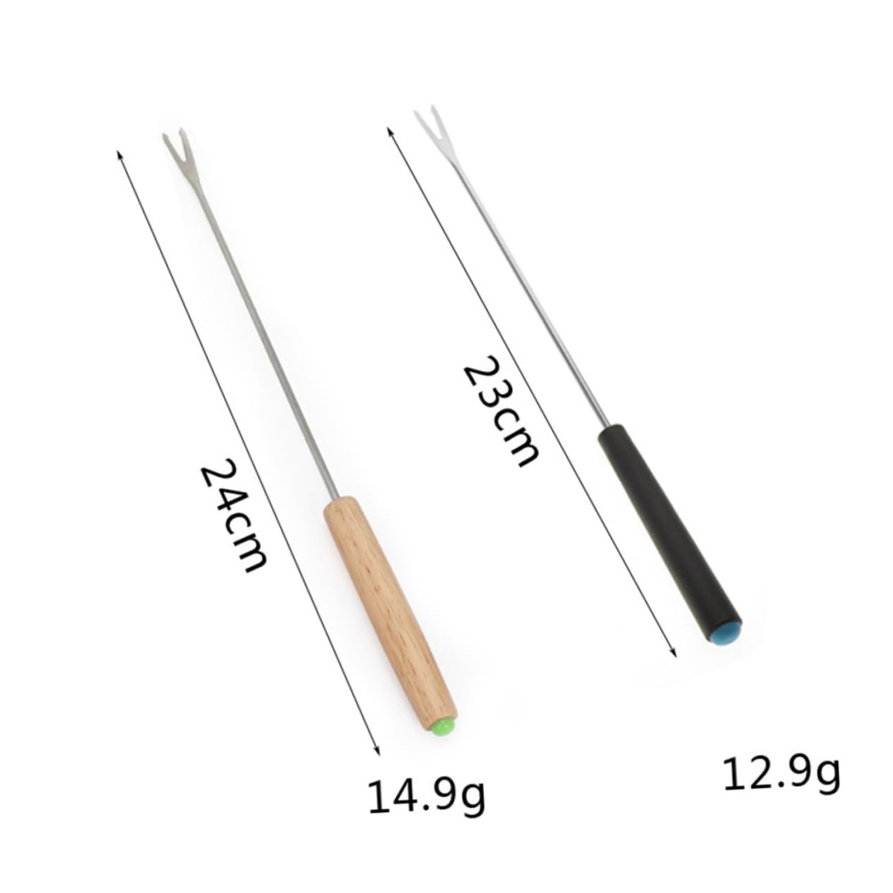 Mikikit Barbecue Tools Set 6 Stainless Steel Forks Wooden Handle Heat Resistant for Sausages Hot Dogs Vegetables