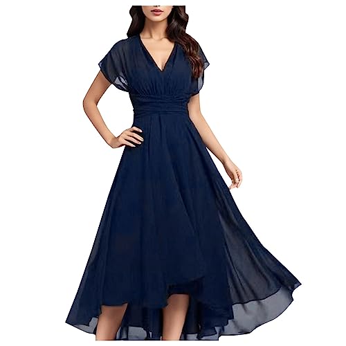 Robe de fête grande taille col en V chic et fluide pour cérémonie officielle