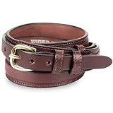 Men's English Bridle Leather Ranger Belt - 1 1/4' Taper to 3/4' (Size 36, Dark Brown)