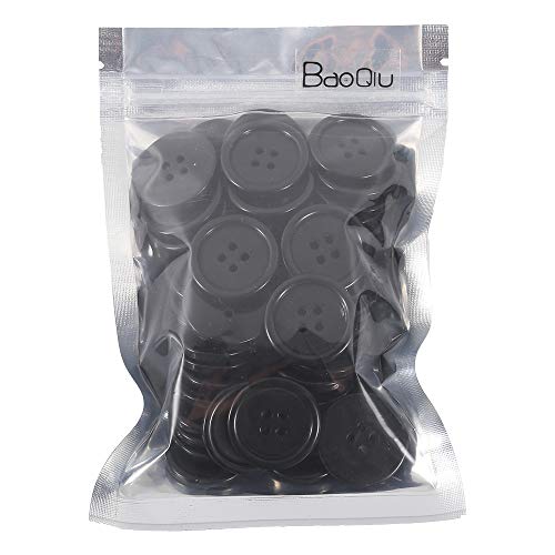 Baoqiu 1 Inch Buttons 25 Mm Sewing Flatback Buttons Colored Black Pack Of 50 Pcs 4 Holes Plastic Resin Buttons For Diy Crafts #TOP3