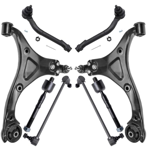 Image of Detroit Axle - 8pc Front End Kit for 2011 2012 2013 2014 Hyundai Sonata [GAS], 2 Lower Control Arms with Ball Joint 2 Sway Bar Links 4 Outer Inner Tie Rods Replacement