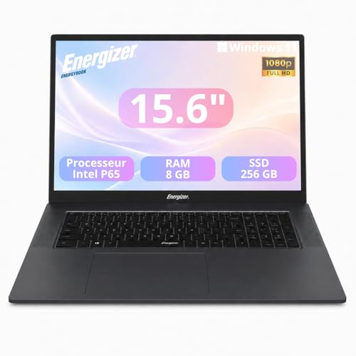 PC Portable Energizer EnergyBook 15.6 Pouces FHD Intel 8Go RAM SSD 256Go Windows 11 Gris Foncé