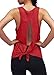 Mippo Workout Clothes for Women Cute Tie Back Yoga Tops Muscle Shirts Racerback Tank Top
