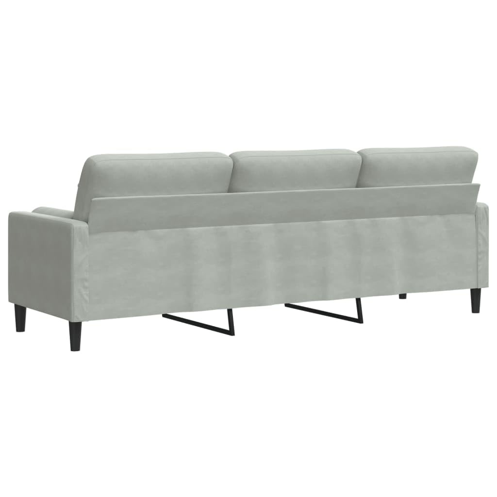 vidaXL Sofá de 3 plazas con Cojines Terciopelo Gris Claro 210 cm