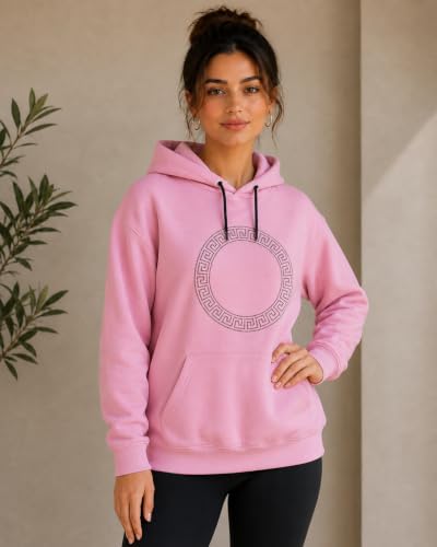 Image of Women's Luxury Rhinestone Geometric Circle Pullover Hoodies for Women