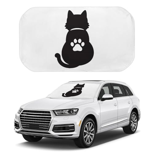 カーシェード おもしろ 猫 猫柄 面白い ねこ フロントガラスカバー 折りたたみ 車用サンシェード 傘型 カーフロントカバー フロントガラスカバー 遮光サンシェード 紫外線対策