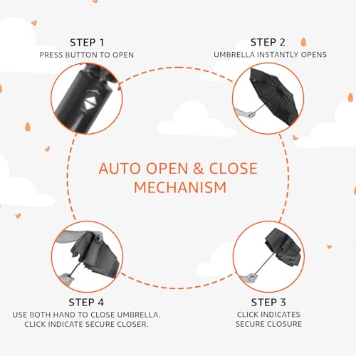 Image of Amazon Basics 3-Fold Travel Umbrella - Sophisticated Auto-Open Auto-Close Mechanism, Large 42 inch Canopy, RainProof & UV Protection|Ideal for Men & Women | Stylish, Durable, and Functional Design