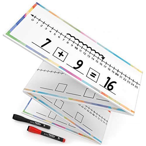 0-100 Dry Erase Number Line Board Double Sided 4 Feet Number Lines for Students with a Red & Black Dry Erase Marker Featuring 0-100 Number Line on One Side and Blank Line on The Reverse Side