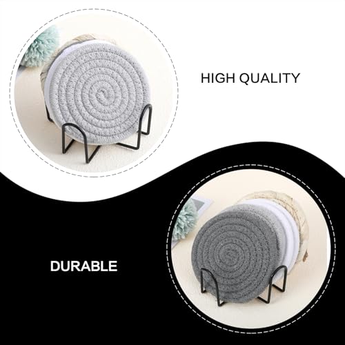 Lot de 2 supports de dessous de verre en métal pour dessous de verre, porte-gobelet carré noir, support de boisson, support de table à manger, tapis de tasse, accessoires de bar, ustensiles de cuisine – Image 5