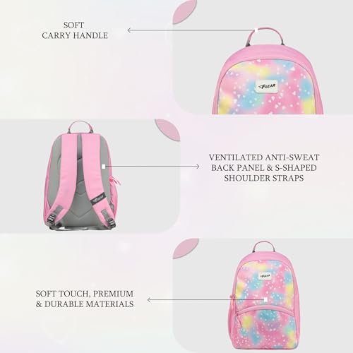 Image of F Gear Brio Kids Backpack|Water-Resistant Polyester|2 Spacious Compartments with Front Pocket & Bottle Holder Adjustable Shoulder Straps|Durable YKK Zippers