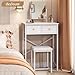 X-cosrack Small Makeup Vanity Desk with Mirror & Chair, Mini Vanity Desk Table Set with Fabric Storage Drawer, 19.7