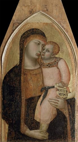 XcBAIHOUD Reproducción de lienzo Lienzo con Imagen Impresion Lienzo Lady col Bambino tempera e oro su di Ambrogio Lorenzetti para Decoración de Paredes 60x90cm