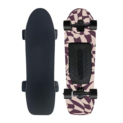 Skate Eléctrico para Adultos con Mando Inalámbrico, Longboard 8 Láminas De Arce, 4 Velocidades, Frenado Suave, Autonomía 25 Km, Carga Rápida 90 Min(E,Single Drive)