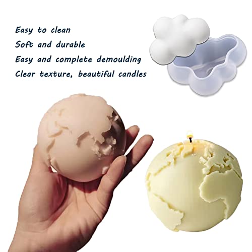 Nimozekd Earth Round Globe Silicone Mold,Cloud Candle Mold For Soap Chocolate Making Mould Form Mystic Small Business Gift Idea Birthday Planet Universe Planets #TOP3
