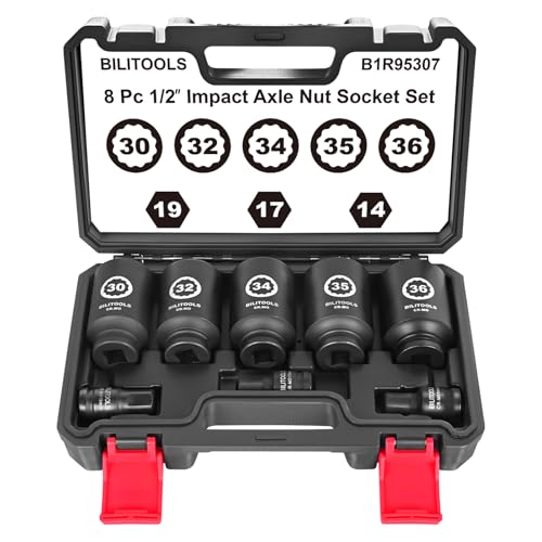 BILITOOLS 12 Point Axle Nut Socket Set 1/2 Drive Spindle Nut Socket Set