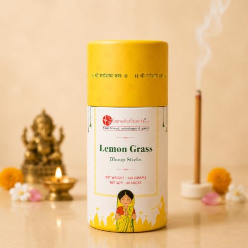 Image of GaneshaSpeaks Bambooless Dhoop Sticks with Lemongrass Fragrance | 40 Pieces | Handcrafted by Skilled Artisans | Eco-Friendly | Pure Aroma | Free Ceramic Stand
